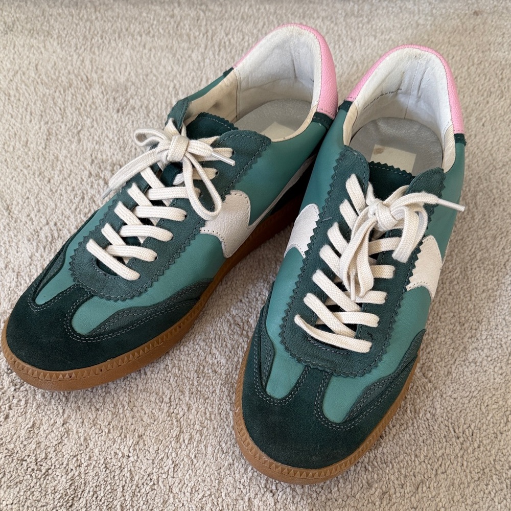 Dolce Vita Green and Pink Lace-Up Sneakers - Picture 2 of 8